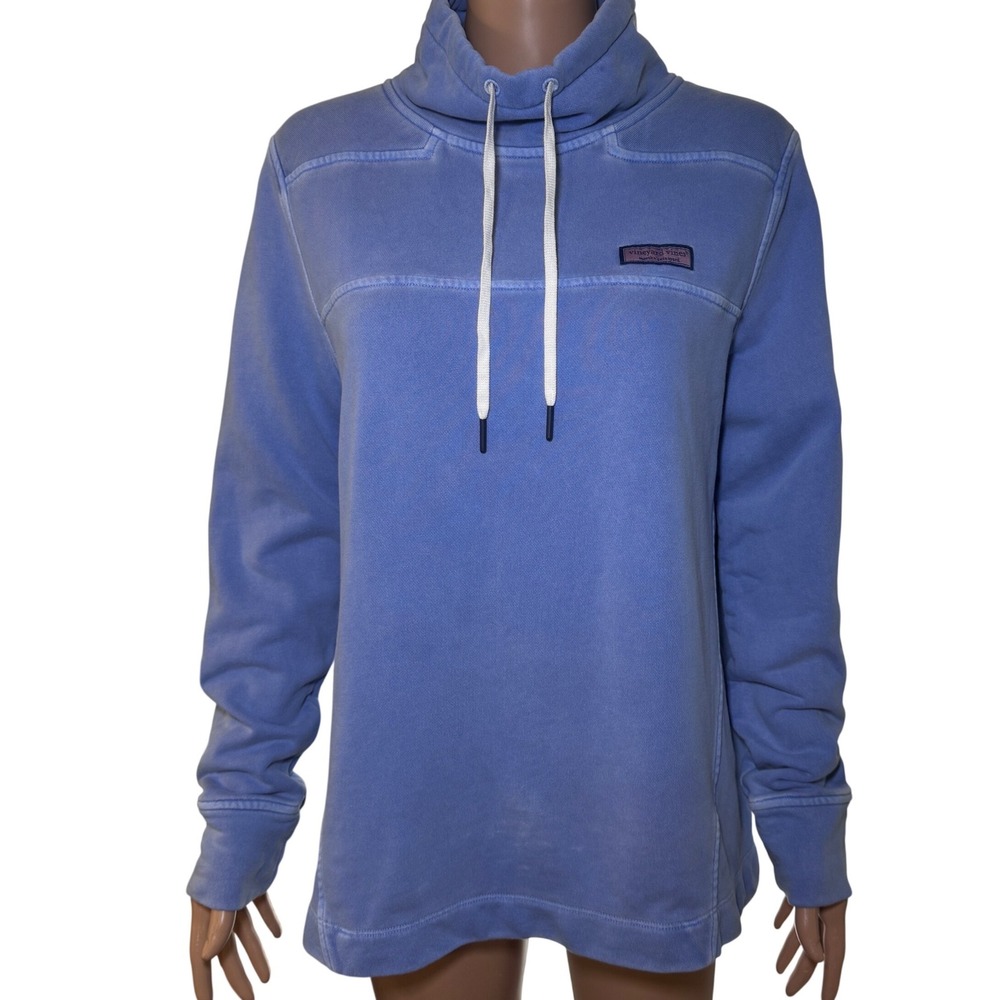 Vineyard Vines Blue Pullover Hoodie with White Drawstrings